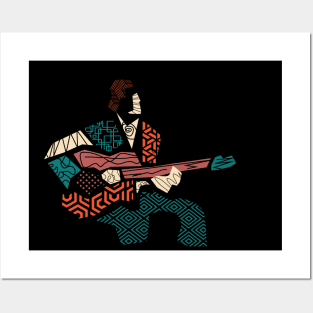 Abstract Guitarist Modern Style Posters and Art